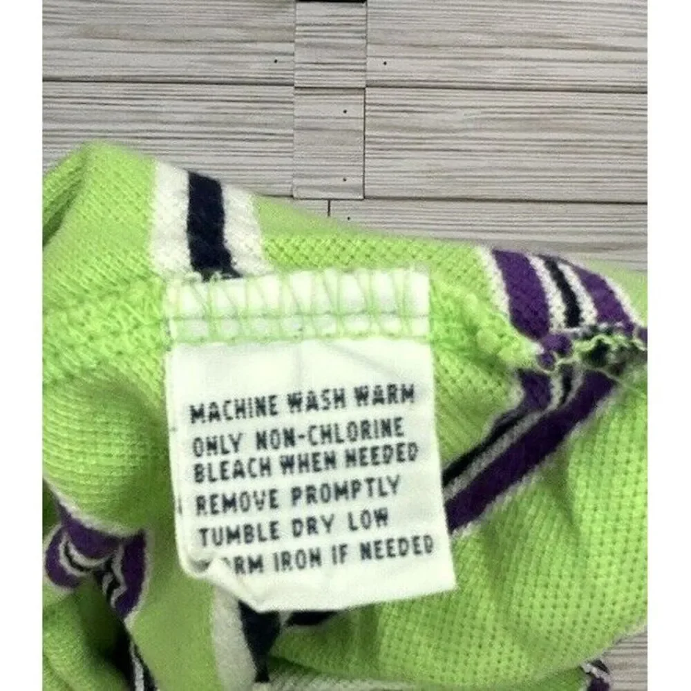 Polo Ralph Lauren Polo Shirt Cotton Green Purp Striped Bright Colors Logo Men Lg